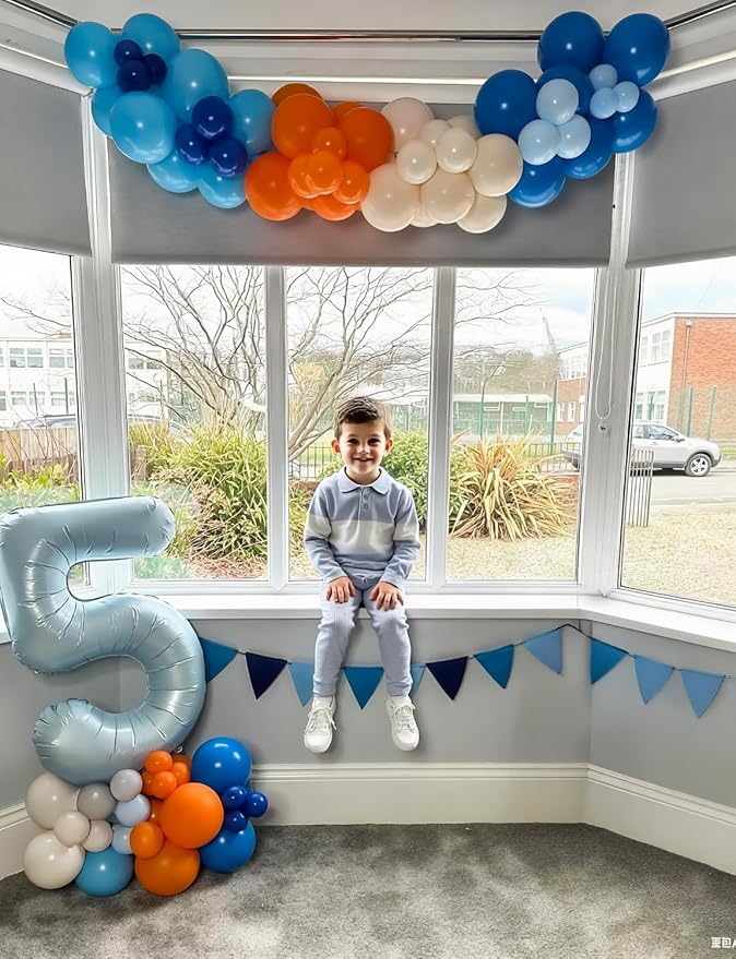 Blue and Orange Balloons – 12 Inch Blue Orange Balloons Set Thick Nude Balloon Shiny Confetti Latex Balloon for Birthday Baby Shower Wedding Party Decorations, Space Theme Party Supplies