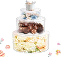 3Pcs Acrylic Cake Display Stand 6'' 8'' 10'' Round 3 Tier Clear Cylinder Cake Box for Wedding Birthday Party Decor (6 / 10 / 12 Inch)