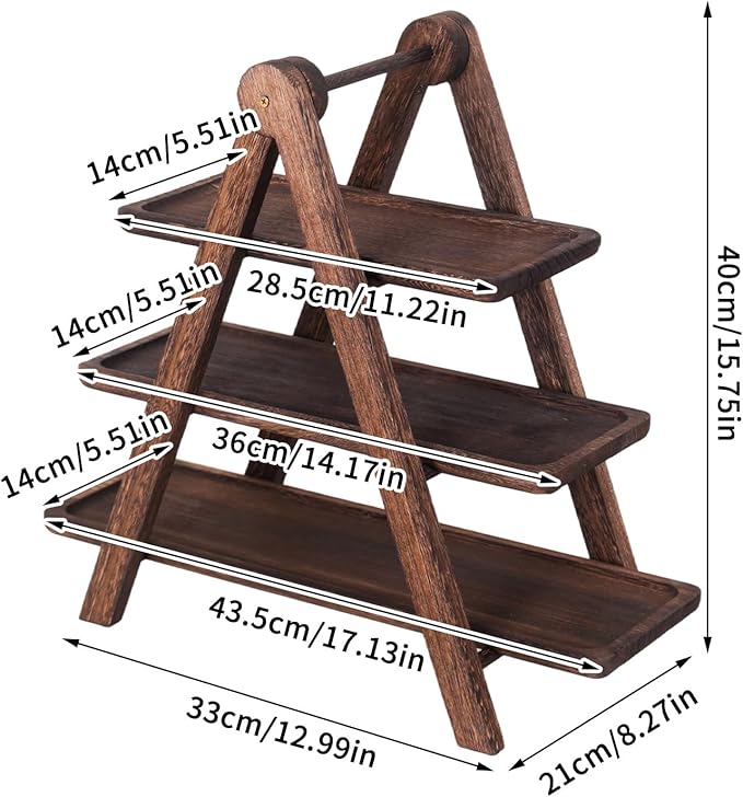 3 Tier wooden Cupcake Stand,Serving Tray, Party Serving Decorative Tray Decor for gathering food trays, farmhouse service trays,tiered tray stand,dessert display set