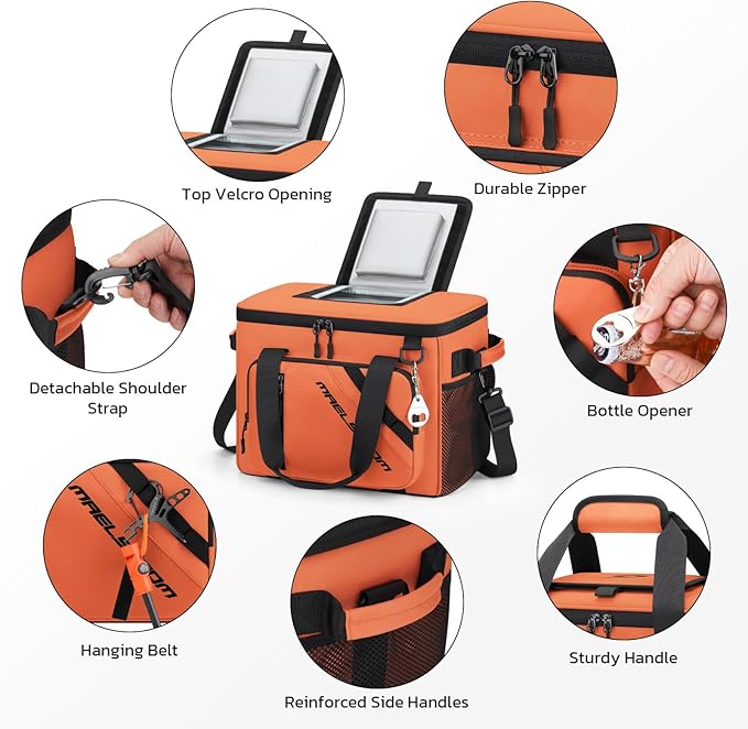 Maelstrom Cooler Bag, 30 Cans Beach Cooler, Large Leakproof Insulated Soft Cooler with Bottle Opener, Ice Chest, Portable Collapsible Cooler for Travel, Camping, Shopping