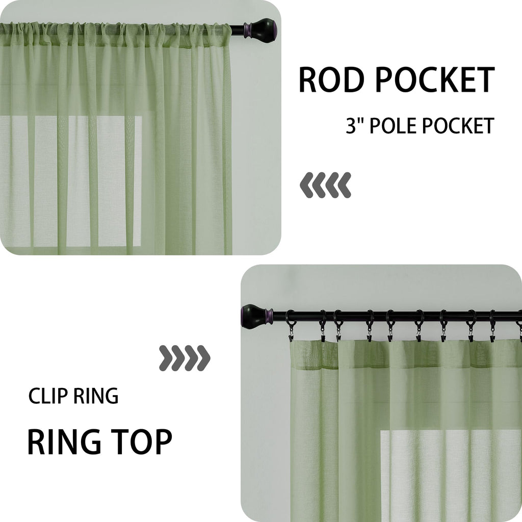 Sheer Door Curtain Closet Linen Textured Curtains Sheer Doorway Light Filtering Voile Patio Glass Doors Rod Pocket Curtain French Door