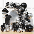 Black and Silver Balloons Garland Arch Kit, Black Silver Balloons for Birthday, Wedding, Graduation, Anniversary Decorations