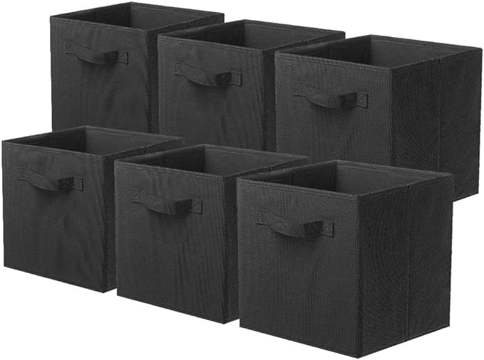 ShellKingdom Foldable Fabric Storage Cubes And Cloth Organizer Drawer For Closet And Toys, 6 Pack (Black)