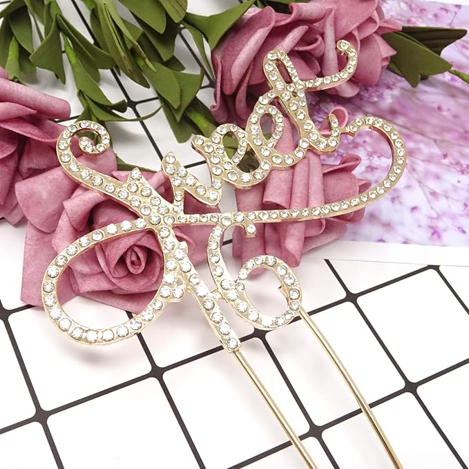 Honbay Sweet 16 Cake Topper Premium Sparkly Crystal Rhinestones Cake Topper Cake Decoration for 16th Birthday Party (Gold)
