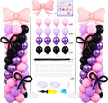 Pink and Purple Black Balloon Column Stand Arch Kit Set of 2 with 140PCS Pink Purple Black and Bows Balloons for Girls Women Baby Shower Princess Birthday Party Supplies