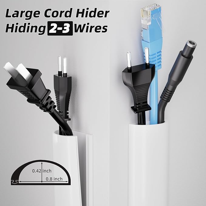 39" TV Cord Hider for Wall Mounted TV, Selfadhesive Wall Cable Hider for 2-3 Cords, Flexible Silicone White Cord Covers Wire Hiders for Cords on Wall,Babyproof Cable Concealer Racewasy Management