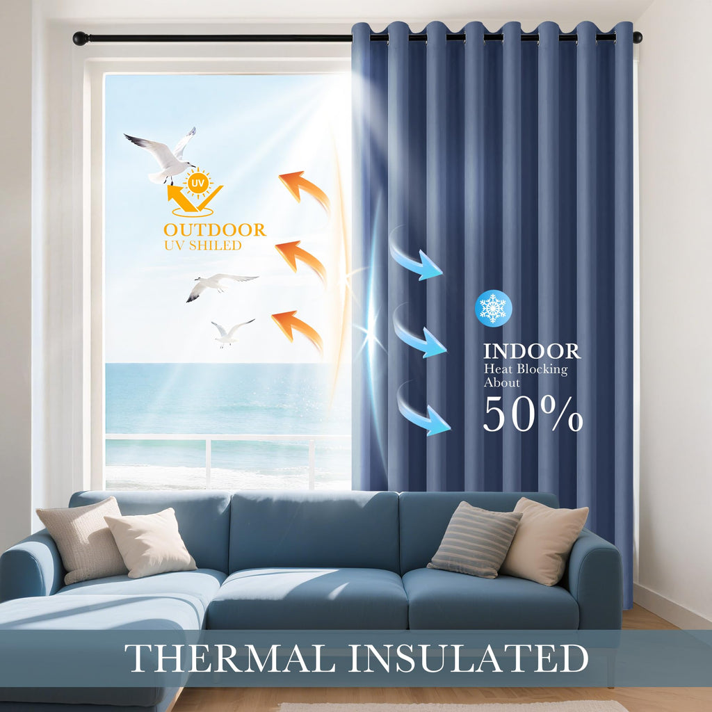 Stone Blue Bedroom Curtains for Windows (2 Count)