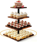 NANXITU 4 Tier Cupcake Stand for 50 Cupcakes,360 Rotatable Wooden Cake Dessert Tower Holder,Rustic Square Tiered Tray Serving Display for Wedding Birthday Baby Shower Tea Party