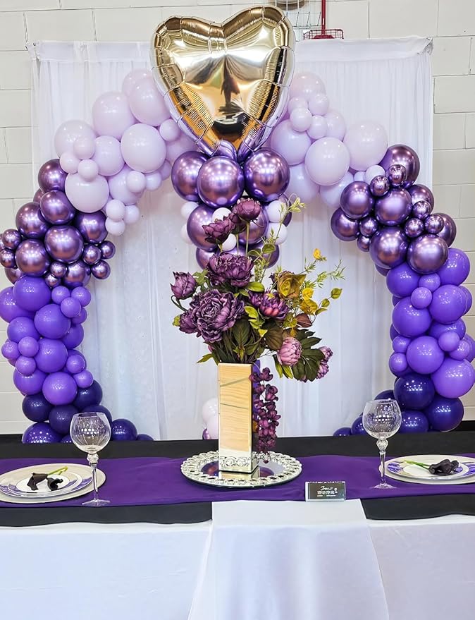 Purple Balloons - 12 Inch Dark Metallic Purple Balloons Macaron Lavender Pearl Lilac Balloon Different Shades Latex Balloon for Mothers Day Birthday Wedding Bridal Showers Party Decorations