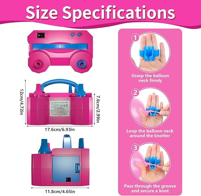 SINBEE Balloon Pump Electric Party Decorations - Electric Balloon Pump for Balloon Arch Kit, Portable Dual Nozzle Balloon Inflator