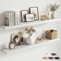 Venusmiles Floating Shelves for Wall, 48 Inch Floating Shelves Set of 2, 6.5" D Wooden Wall Mounted Display Shelves with Invisible Brackets for Living Room, Bedroom, Bathroom, Kitchen Decor, White