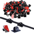 GWHOLE 100Pcs Adhesive Cable Clips Cord Organizer Wire Management for Car Office and Home