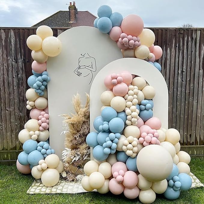 Pink Blue Gold Gender Reveal Balloon Garland Arch Kit, 127Pcs Twinkle Twinkle Little Star Party Decorations with Moon Star Foil Balloons for Baby Shower Boy or Girl Birthday Party Supplies