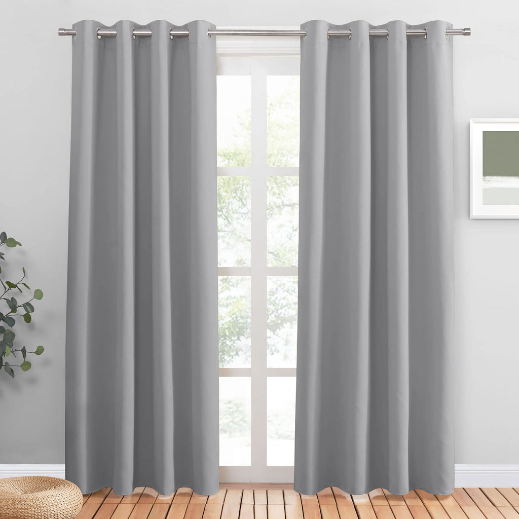 Sliver Grey Blackout Curtains for Bedroom 84 Inch Length (2 Count)