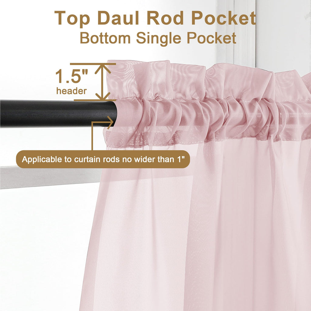 Sheer Blush Pink Curtains 90 inches Long 2 Panels (2 Count)