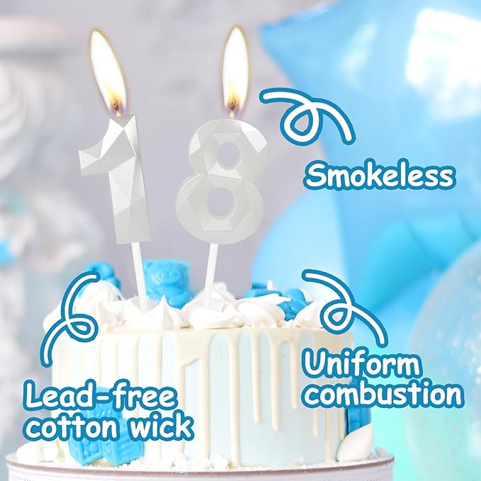 White Birthday Candles for Cake, Number 70 Candle for 70th Birthday Decorations, 3D Design Cake Topper Decorations for Women Men Birthday Theme Party Anniversary Celebration Supplies
