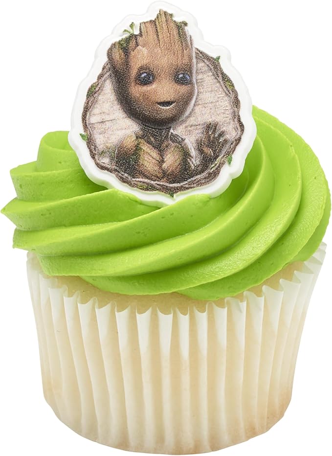 Marvel Studios' Groot Cupcake Rings, 24 DecoPac I Am Groot Cupcake Decorations, Food Safe Guardians Of The Galaxy Cake Toppers, Party Favors – 24 Pack