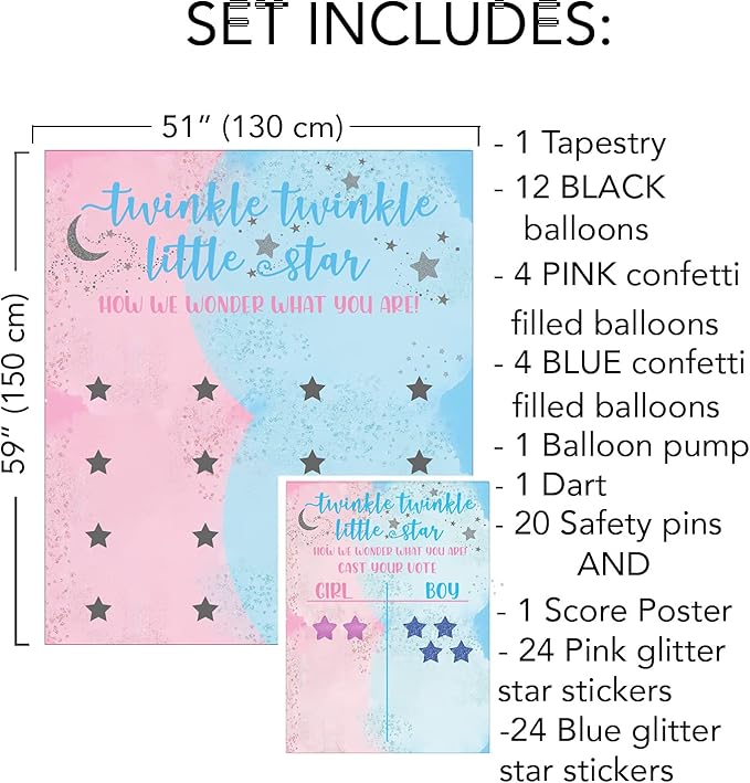 Rool Baby Gender Reveal Ideas Party Supplies Pack Cast your Vote Poster Gender Reveal Games Darts Board Game Gender Reveal Balloons