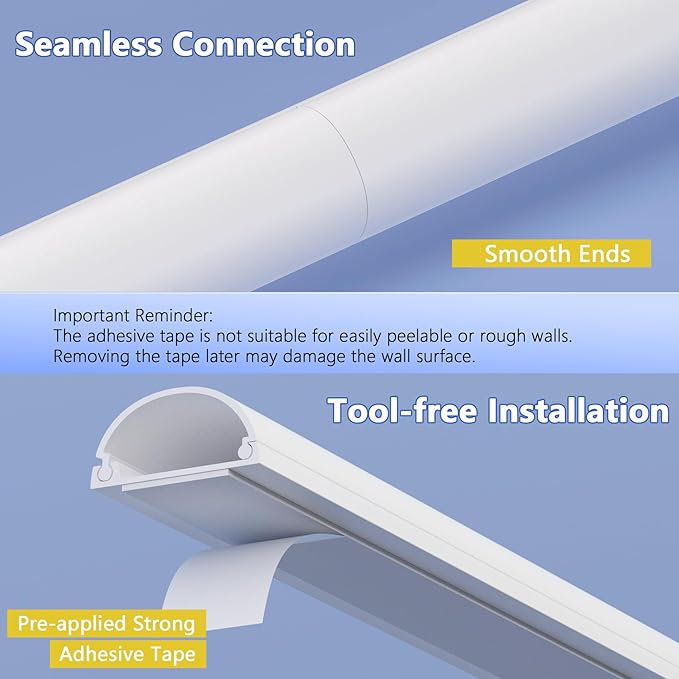 D Cord Hider for Wall Mount TV, 56.8in(4 x L14.2in) Self-Adhesive Cable Hider Kit, PVC Cord Covers for Wires on Wall, White Cable Raceway, Paintable Wire Hiders, 1.2" W x 0.55" H