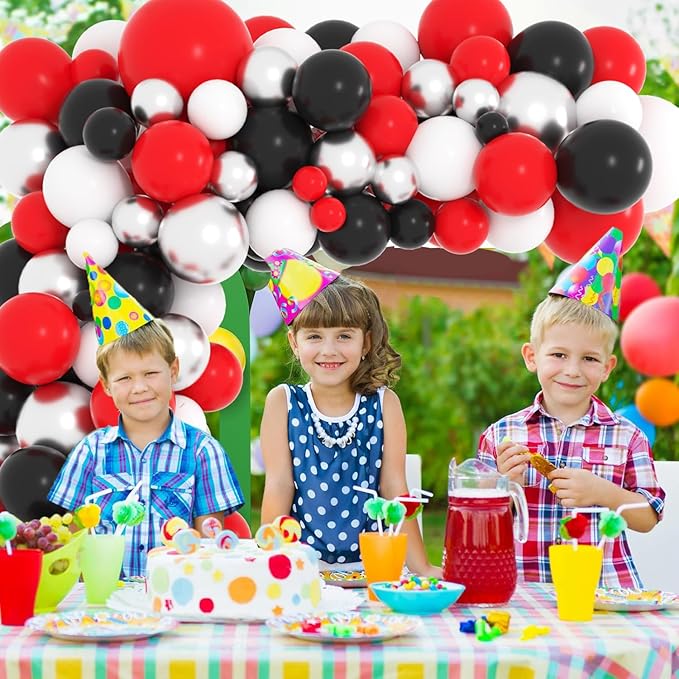 Red Black White Silver Balloon Garland Arch Kit - Red and White Balloons Red Black Silver Balloons for Birthday Wedding Retirement Graduation Christmas Party Decorations