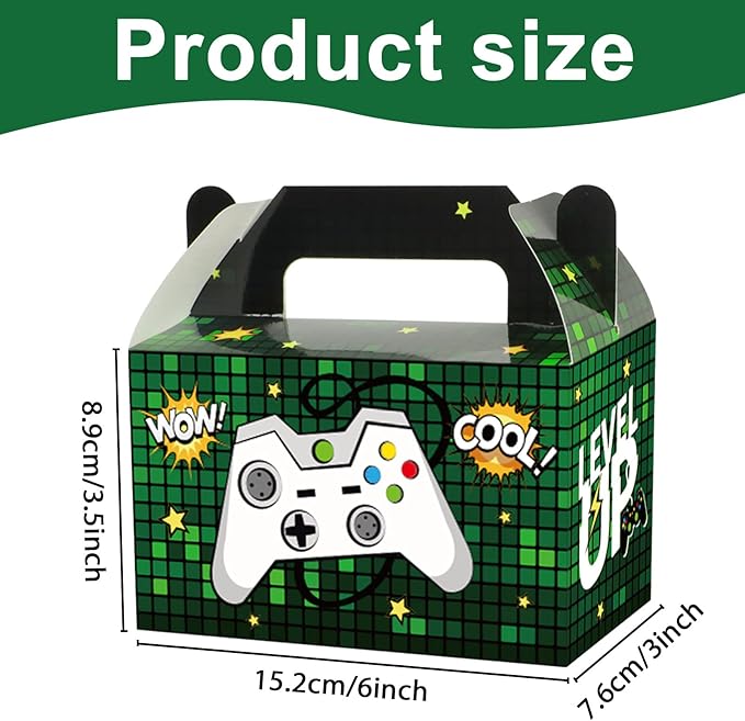 24 Pack Video Game Party Boxes Gamer Party Favor Candy Treat Bags Gaming Birthday Goodies Valentine's Day Gift Boxes for Kids Birthday Baby Shower Party Decorations Supplies