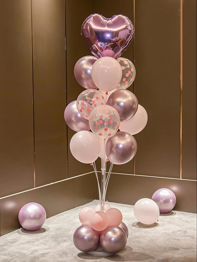 Pink Balloons, 60Pcs 12Inch Pink and White Balloons Include Macaron Pastel Metallic Pink White Confetti Balloons for Wedding Bridal Shower Baby Shower Birthday Party Decorations