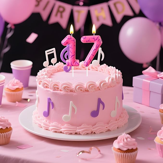 Number 7 Birthday Candle for Cake – Pink Gradient Number Candle with Mystic Rune Pattern, Decorative Cake Topper for Anniversary & Celebration