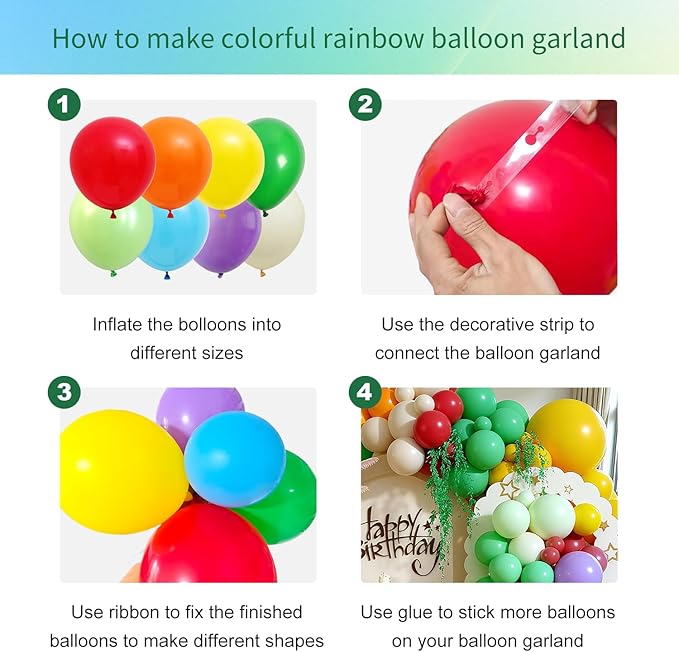 Colorful Balloons Arch Kit, 127pcs Different Size Rainbow Balloons Arch, Globos De Colores for Carnival Xmas Graduation Baby Shower Birthday Party Decorations
