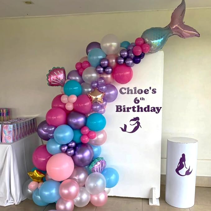 HILAVO Pink and Purple Balloons, 60PCS 12Inch Purple Pink Teal Blue Balloons and Gold Birthday Balloon for Girls Princess Birthday Mermaid Baby Shower Party Decorations