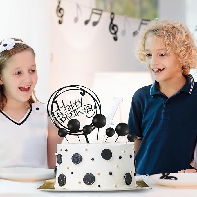 138 Pcs Black Balls Cake Topper Decorations Balloon Cupcake Toppers Foam Cake Topper Balls Decorations for Halloween Birthday Party Wedding Anniversary