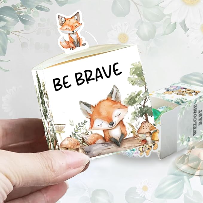 QZCYU 24 Pcs Woodland Baby Shower Decorations, Forest Animals Themed Baby Shower Party Decor for Candy Gift Boxes Birthday Party Favors
