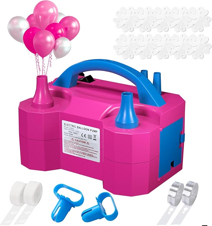 SINBEE Balloon Pump Electric Party Decorations - Electric Balloon Pump for Balloon Arch Kit, Portable Dual Nozzle Balloon Inflator