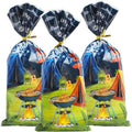 LEOSINDA Camping Cellophane Bags 5x11 Inches, 100Pcs Bulk Clear Treat Bags with 100 Gold Twist Ties, Food-Safe Plastic Gift Bag for Candies, Cookies, Snacks, Christmas, Halloween & Party Favors
