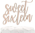 16th Birthday Cake Topper - Sweet Sixteen - Double Sided Rose Gold Glitter - Premium Quality Made in USA