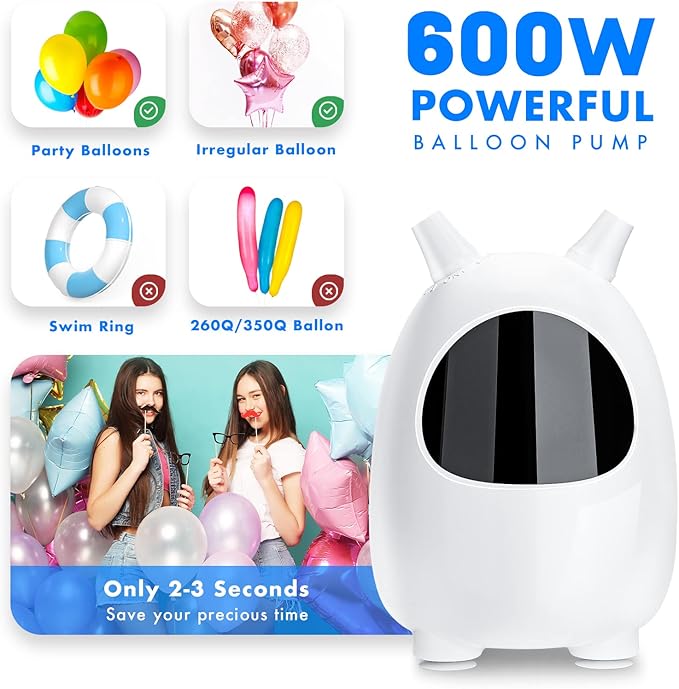 Balloon Pump Electric, SPLAKS Balloons Inflator Air Pump Portable Balloon Blower for Garland Arch, Party Decoration