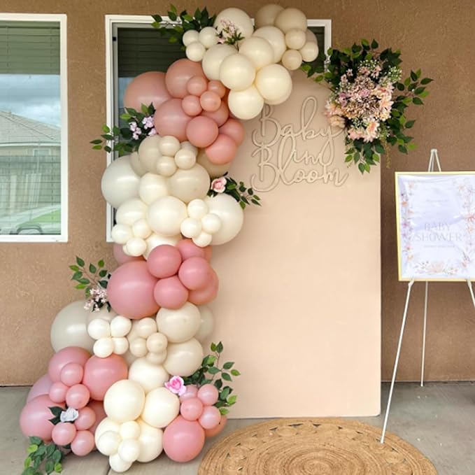 Awenztech 110pcs Dusty Pink Balloons, 18 12 10 5 inch Dusty Rose Balloons Different Sizes Pink Balloon Arch Kit for Wedding Bridal Gender Reveal Boho Baby Shower Birthday Party Decorations