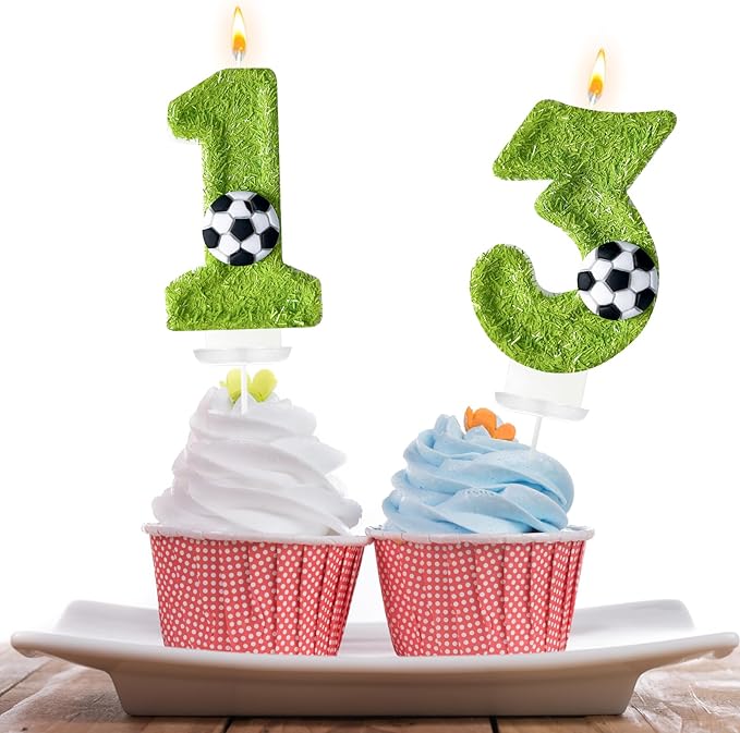 3rd Birthday Candles，Soccer Birthday Decorations，Suitable for Girl and boy Cake Toppers, Wedding Cakes, Anniversaries, Party Celebrations, Birthday Decorations