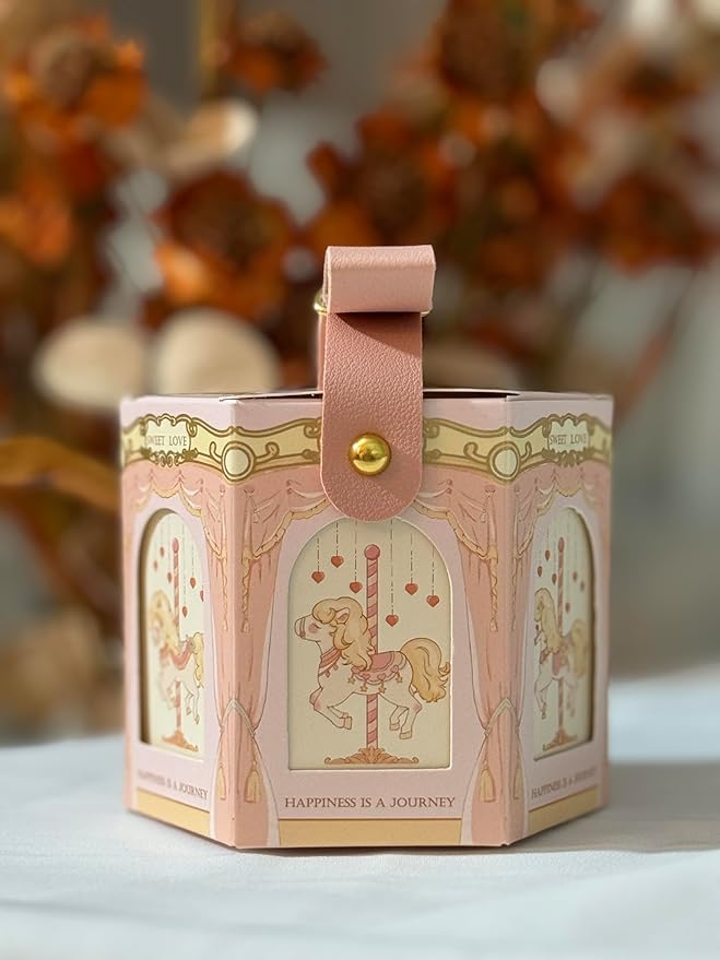 FavorsXtra - 10 Pcs Party Favor Boxes, Treat Containers, Candy Boxes, Favors boxes for a Wedding, Birthday, Baby, or Bridal shower, Full Moon Design Box. (Pink)