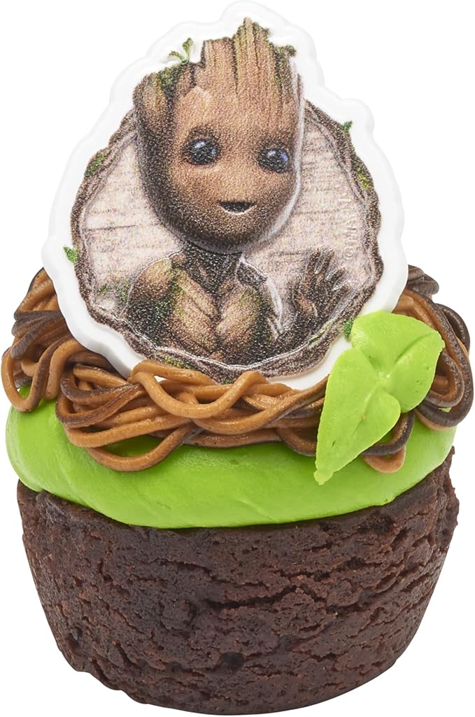 Marvel Studios' Groot Cupcake Rings, 24 DecoPac I Am Groot Cupcake Decorations, Food Safe Guardians Of The Galaxy Cake Toppers, Party Favors – 24 Pack