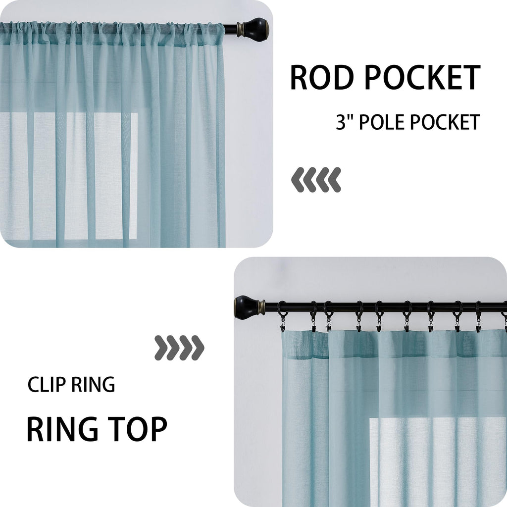 Sheer Door Curtains Closet Linen Textured Curtain Sheers Doorway Light Filtering Voile French Doors Rod Pocket Curtains Patio Glass Door