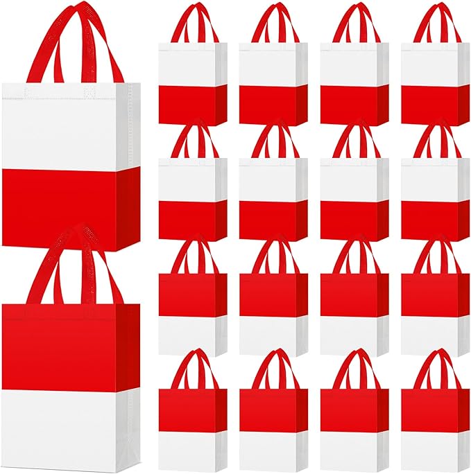 Locmeo 24 Pcs Party Favor Bags with Handles Reusable Non Woven Gift Bags for Girl Boy Birthday, 8 x 4 x 10 Inch