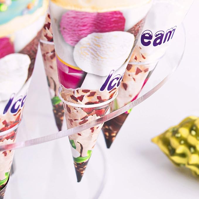 YestBuy Ice Cream Cone Holder Stand with 16 Holes, Ice Cream Cone Display Stand Holder, Cupcake Stand, Clear Acrylic Cone Display Stand Weddings Baby Showers Birthday Parties Anniversaries Christmas