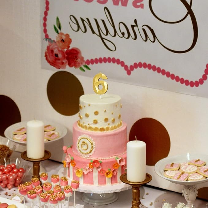Number Birthday Candles(14 Candle Gold) 3D Diamond Shape Number Happy Birthday Cake Candles for Birthday Party Wedding Decoration Reunions Theme Party