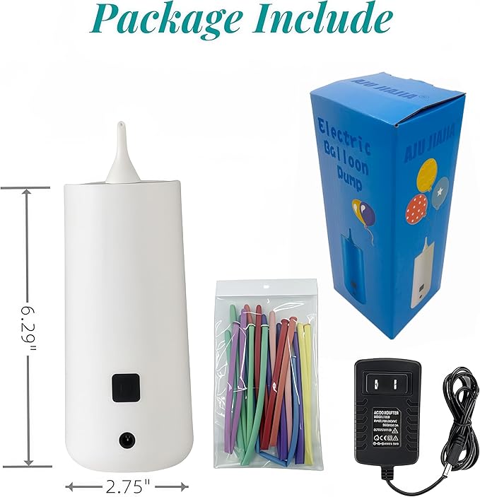 Electric Magic Balloon Pump, Electric Air Inflator Party Air Blower Pump with 1 Nozzle 1 Balloon Cutter and 10 Pcs Long Balloons,Great for Twisty Curly Balloon, Foil Balloons