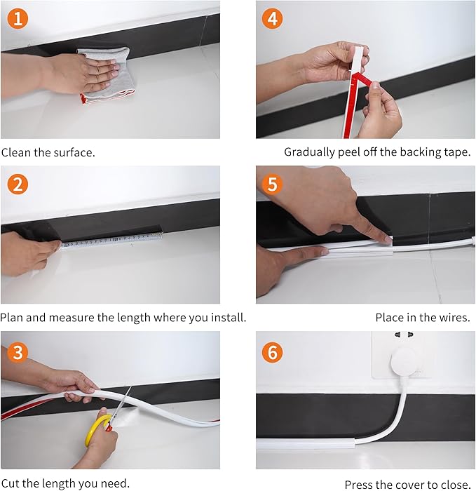 Cord Hider for Wall Mounted TV,118" One Cable Cover with Side Open, Flexible Silicone Wire Raceway Management,Self-Adhesive Cord Organizer,Wire Concealer Channel, White