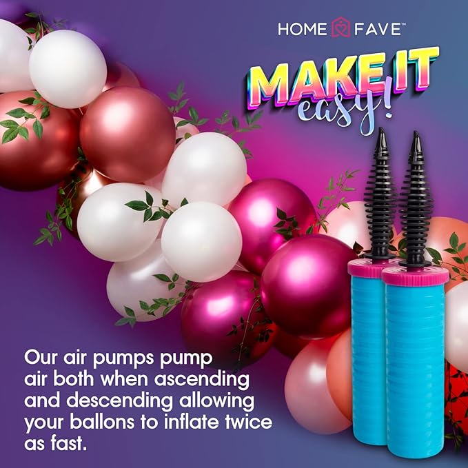 Balloon Pump Balloon Arch Kit Set of 8 Balloon Pump, Dual Action Hand Held Inflator Pump - Includes 2 Air Pump for Balloons 32Ft Balloon Arch Strip 200 Dot Glue