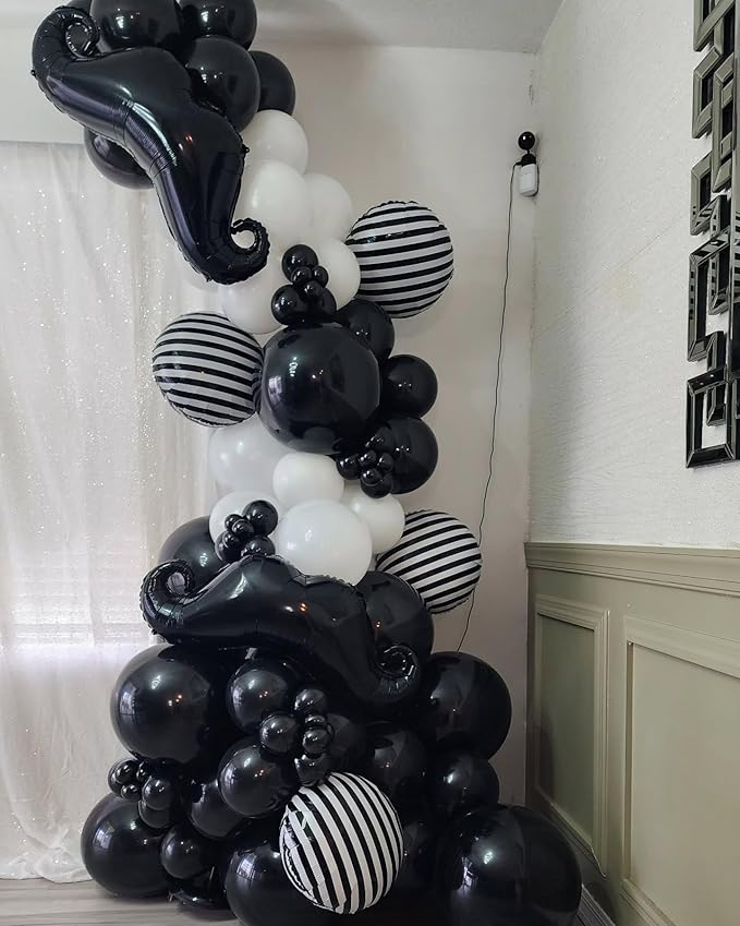 Black and White Balloons, 50pcs 12 inch Black and White Confetti Balloons for Graduation Theme Party Supplies Wedding Birthday Graduation Party Decorations
