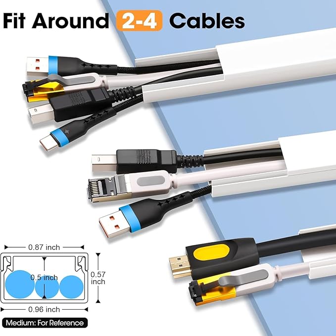 Cord Hider,157.5in TV Cable Management Concealer, Cord Concealer for Hide Cords Wall Mounted,Wire Covers for Cords on Wall,Cable Raceway Kit,10x L15.75W0.95H0.55in (157in L × 0.95in W × 0.55in H)