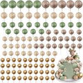 115 PCS Ball Cake Toppers - Mini Balloon Cake Decorations Matcha Green Light Brown Khaki Gold Foam Ball Cupcake Picks DIY Cake Insert Toppers for Baby Shower Birthday Party Wedding