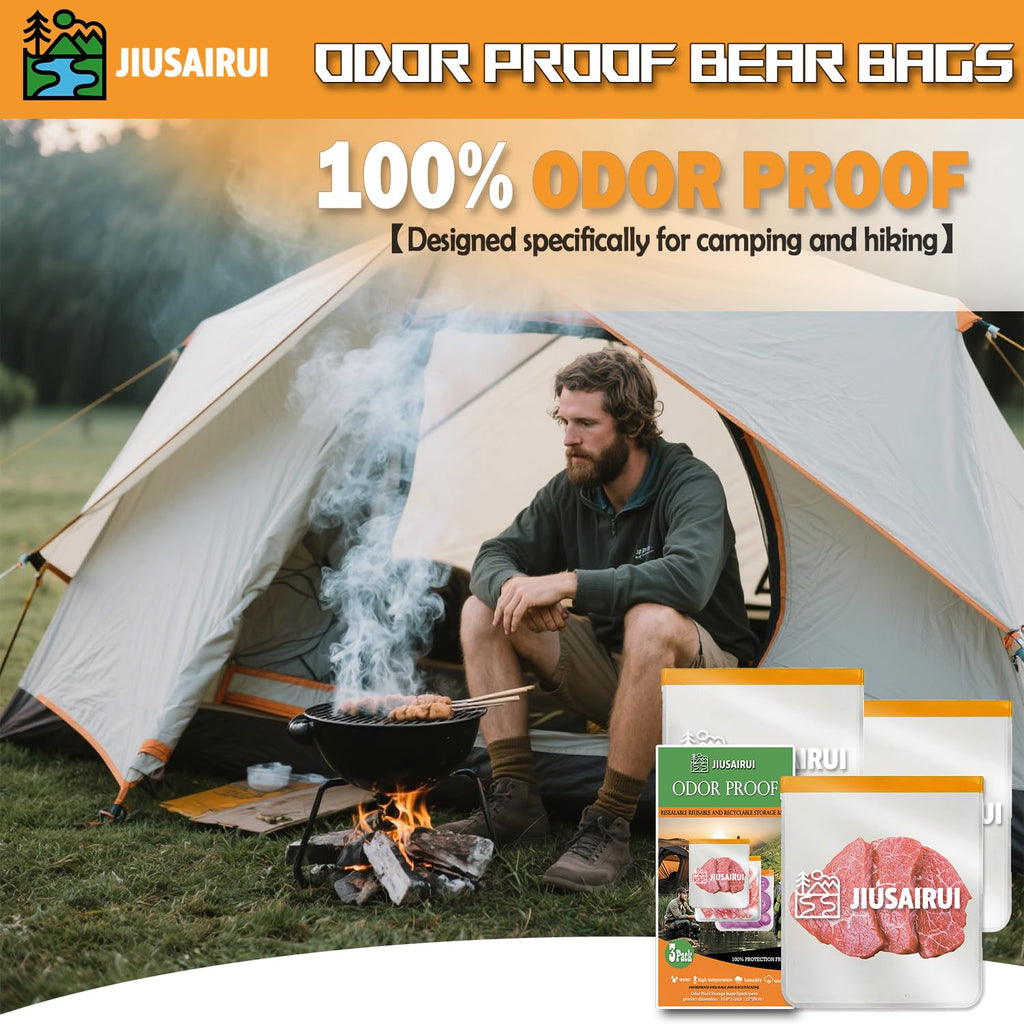 JIUSAIRUI Odor Proof Bear Bags for Food Backpacking: 5Pack Reusable Bear Proof Food Storage Designed to Use with Bear Canister for Backpacking fit Camping Hiking Water Sports